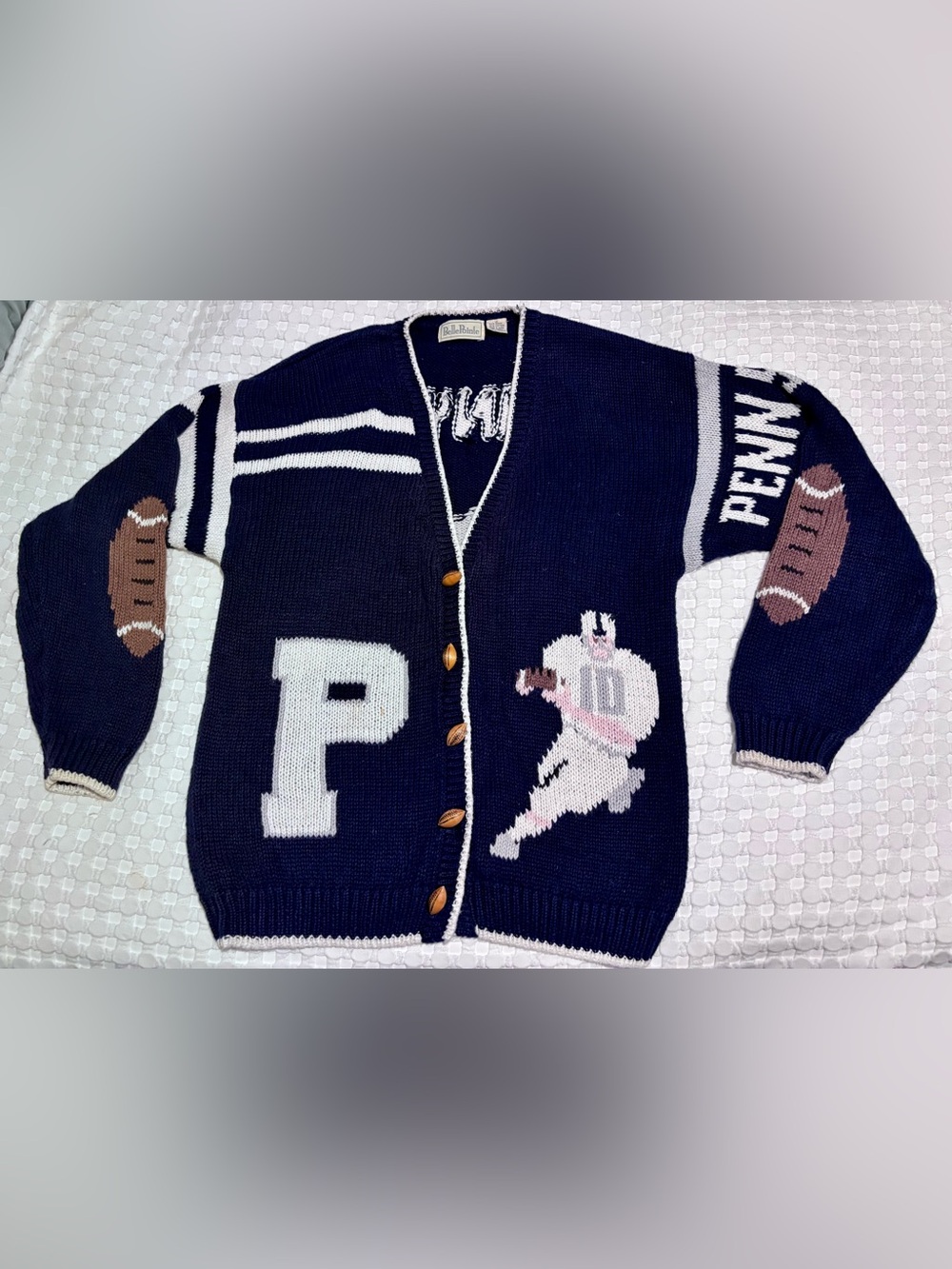 Vintage BellePointe Navy Knit Penn State Varsity Button Cardigan
